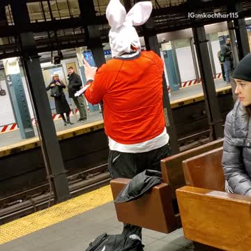 Pt. 1 new york subway rabbit man wearing the incredibles shirt records himself singing about rollercoasters