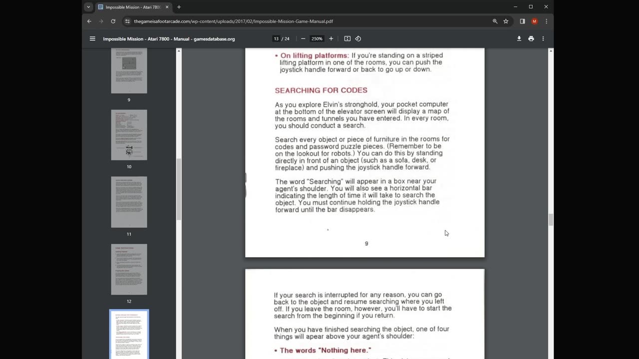 Impossible Mission (Atari 7800) -- Game Manuals Were Cool