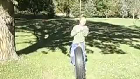 Dylan on the Tire Swing at Aunt Shelly's - Oct. 10, 2009