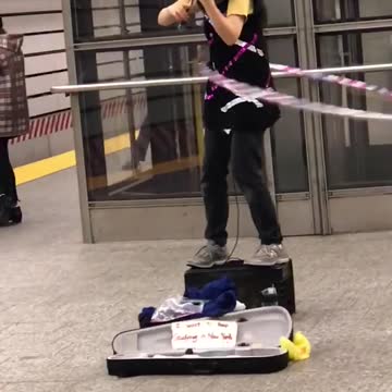 Girl hula hoop violin