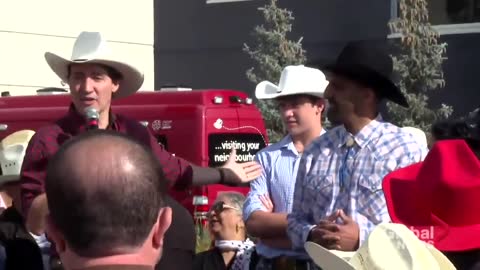 Someone tells Trudeau "You're a traitor!" during an appearance at the Calgary Stampede