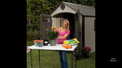 Lifetime 4 x 2 ft Rectangular Light Commercial Fold-in-Half Folding Table with 3 Adjustable Heights