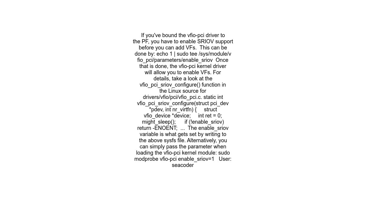 Can&#39;t create VF with vfio-pci via sysfs