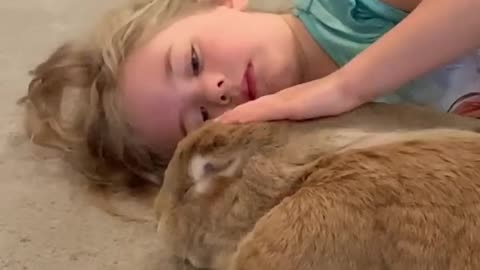 Girl Playing with a Rabit