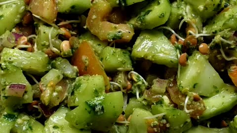 Raw sprouted lentil salad