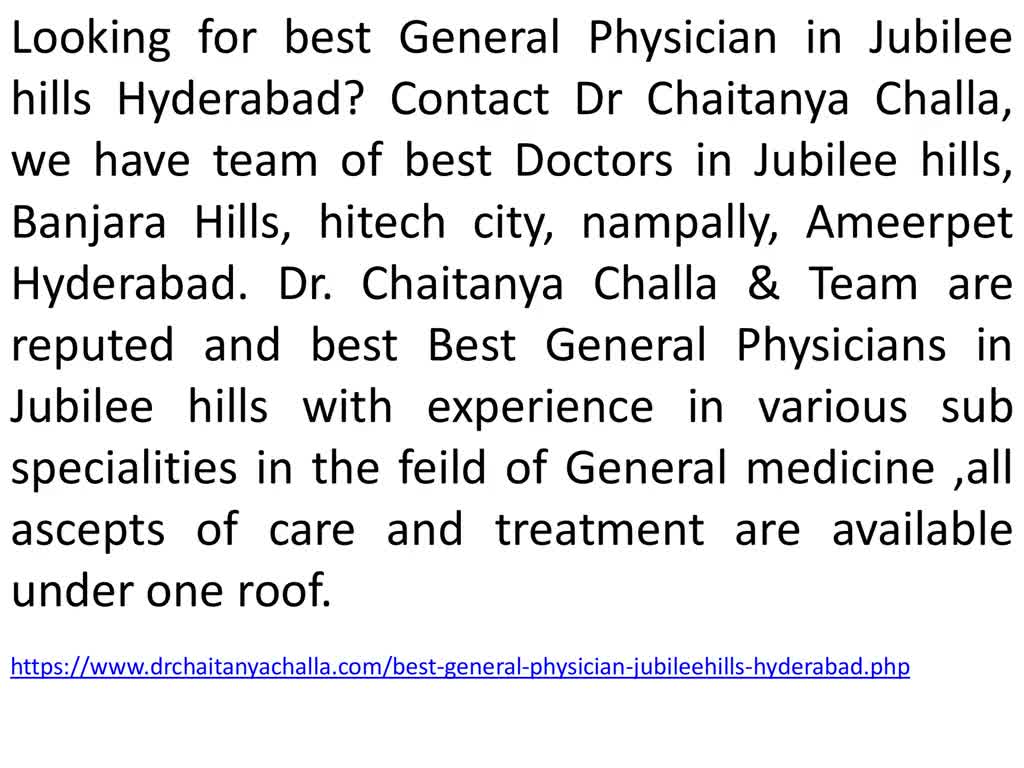 Best General Physician in Jubilee hills