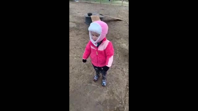 Cute toddler holding a baby goat.