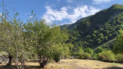 Beautiful natural scenery and roast bones and meat