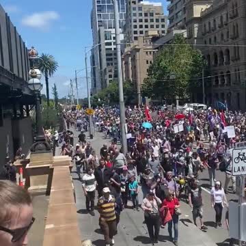 Chants of Free Victoria in a Protest in Melbourne Australia over Mandates & restrictions