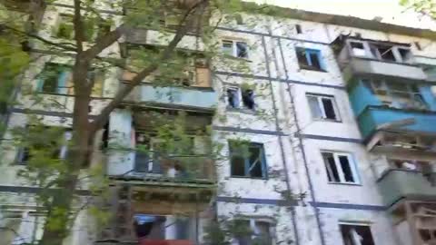 Ostřelování domů Gorlovce v DLR ze strany nacistů