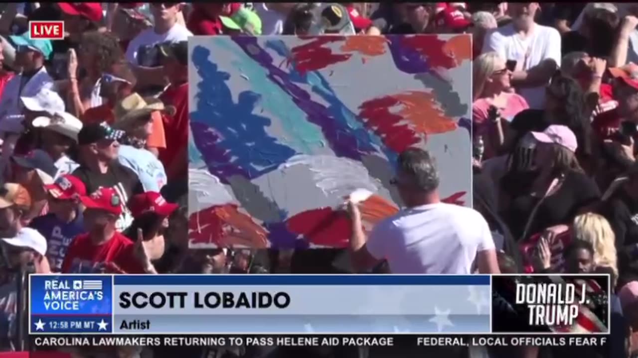 Scott LoBaido creates and unveils painting honoring Corey Comperatore at Butler Trump rally