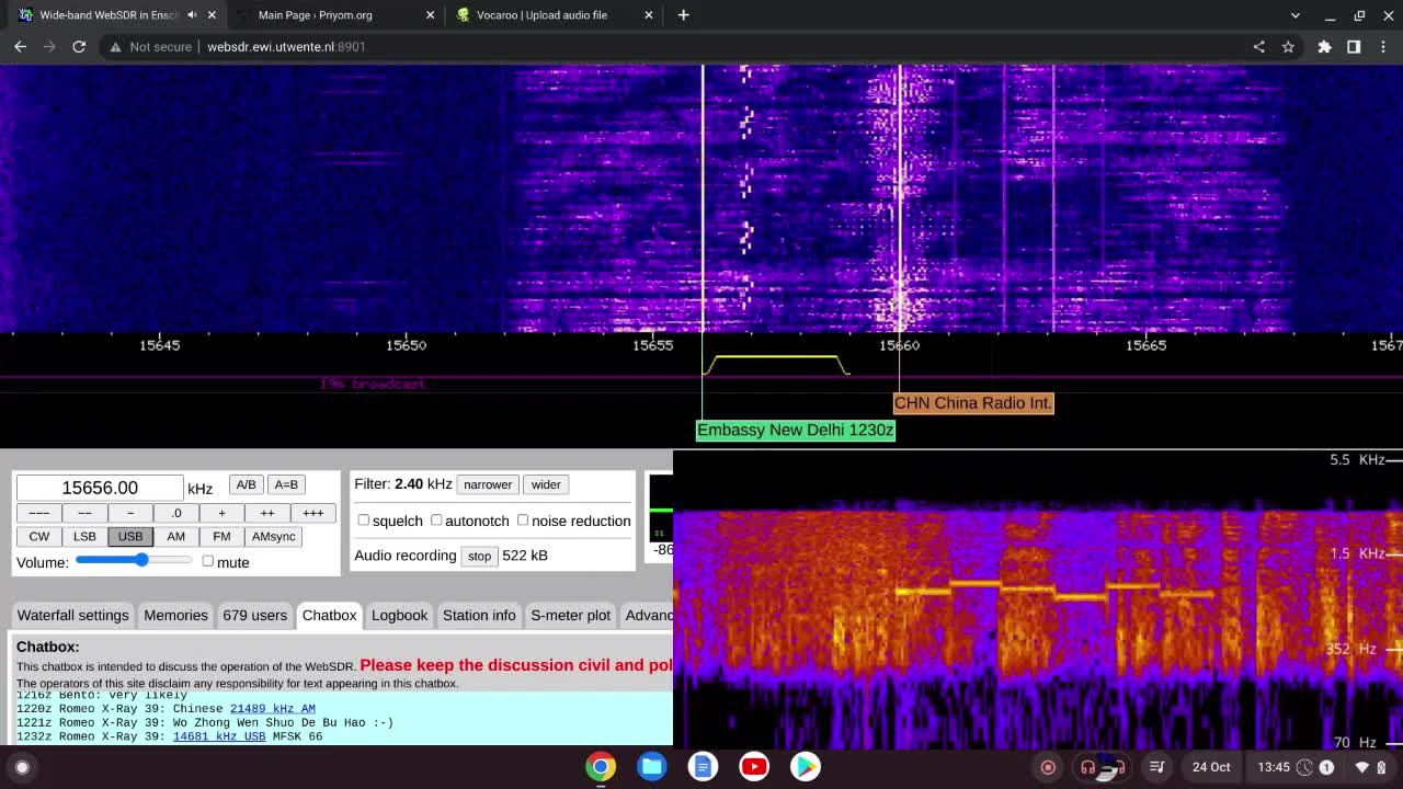 X06 364152 Moscow To New Delhi 24/10/2022 1244 UTC 15656kHz