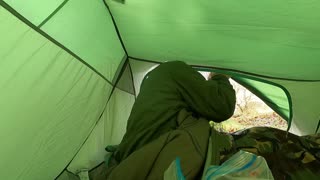 Getting up and opening the tent