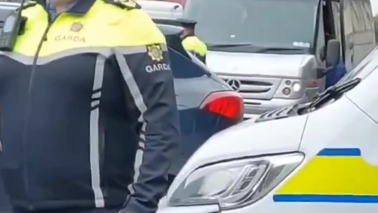 Cork today, Gardaí blocking the roads to chaperone Ireland's replacements in.