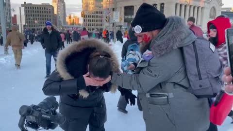 Multiple women peppered sprayed by Trudeau's minions as they storm the peaceful protest in Ottawa.