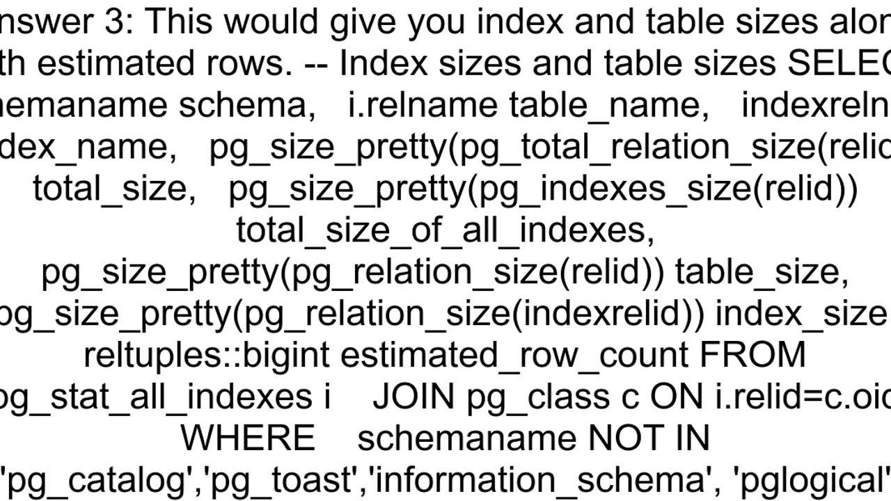 How to list all indexes of a table with their corresponding size in PostgreSQL