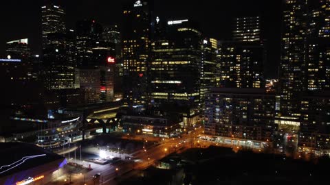 DJI MINI 2 FLYING AT NIGHT DOWNTOWN TORONTO