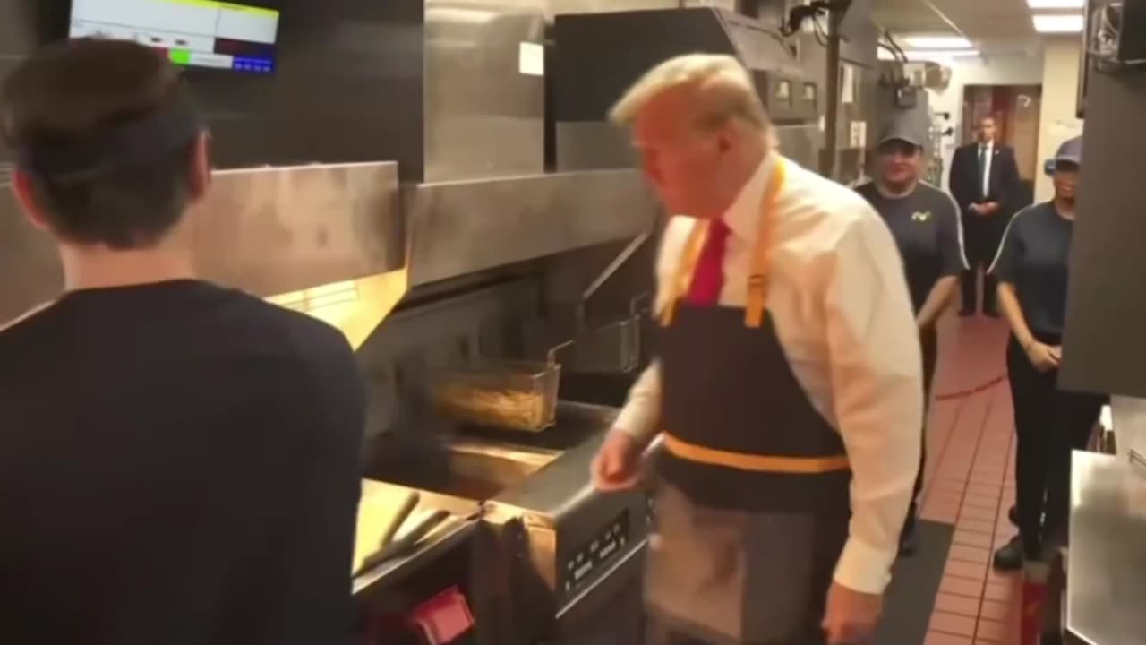 Donald Trump cooking fries at McDonalds