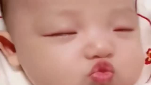 cute baby with kising posses funny video