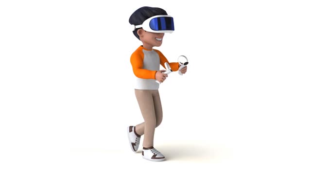 VR boy, playing, PlayStation, kids and young