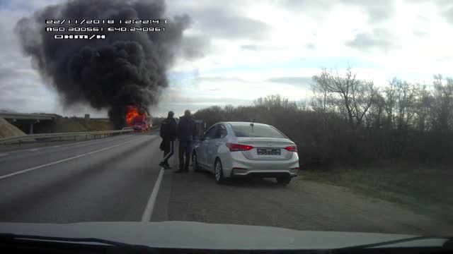 Semi Truck Bursts into Flames After Collision