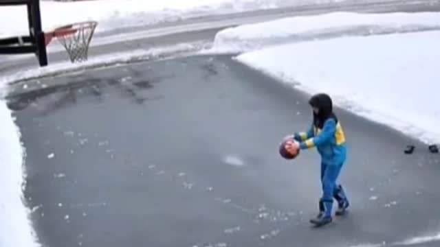 Boy playing Basketball Funny