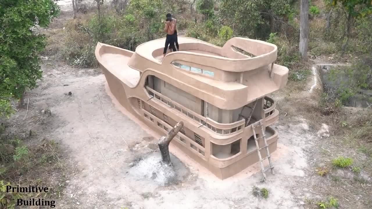 68 Days In Build Three Story Boat Villa House & Beautiful Swimming Pool In Jungle