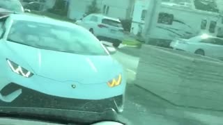 LAMBORGHINI BEHIND US ON ROAD!!!