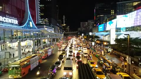 Night view of Bangkok road