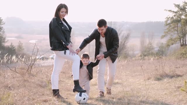 Family enjoying their time outdoors Stock Footage|