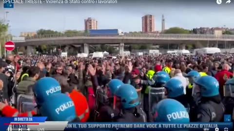 HUGE 4 Day Protest At Port Of Trieste, Italy Attacked By Police Water Canons, Batons & Tear Gas