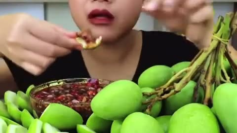 ASMR EATING SOUR MANGOES