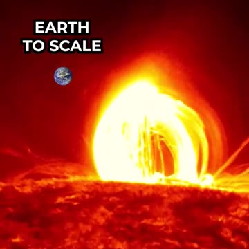 A giant plasma eruption from the sun. Sun footage by NASA's Goddard Space Flight Center/ SDO