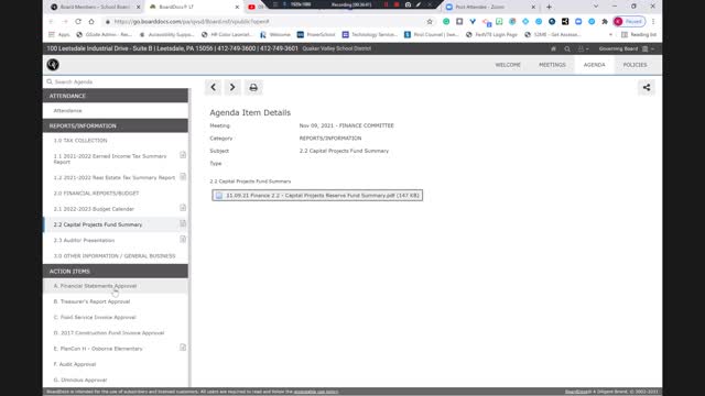 2021-11-09 Quaker Valley School Board Meeting