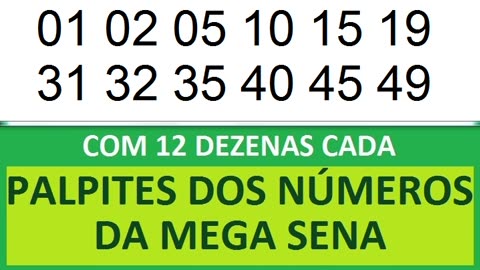 PALPITES DOS NÚMEROS DA MEGA SENA COM 12 DEZENAS nm nn no np nq nr ns nt nu nv nw nx