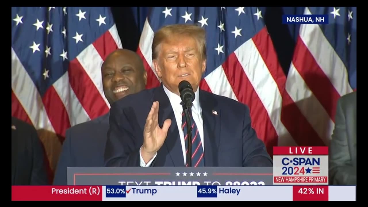 Trump Victory Speech in New Hampshire Jan 23, 2024