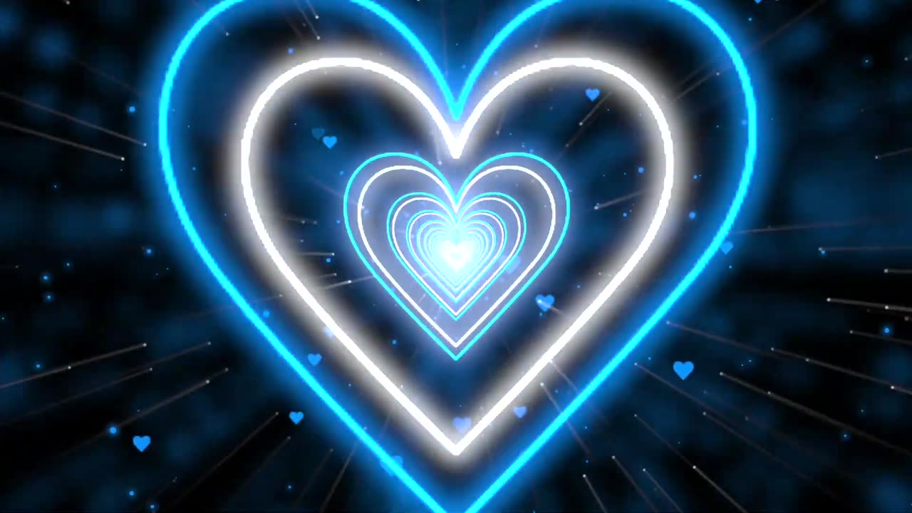 694. Heart Tunnelđź’™Blue Love Heart Tunnel Background Video Loop Heart