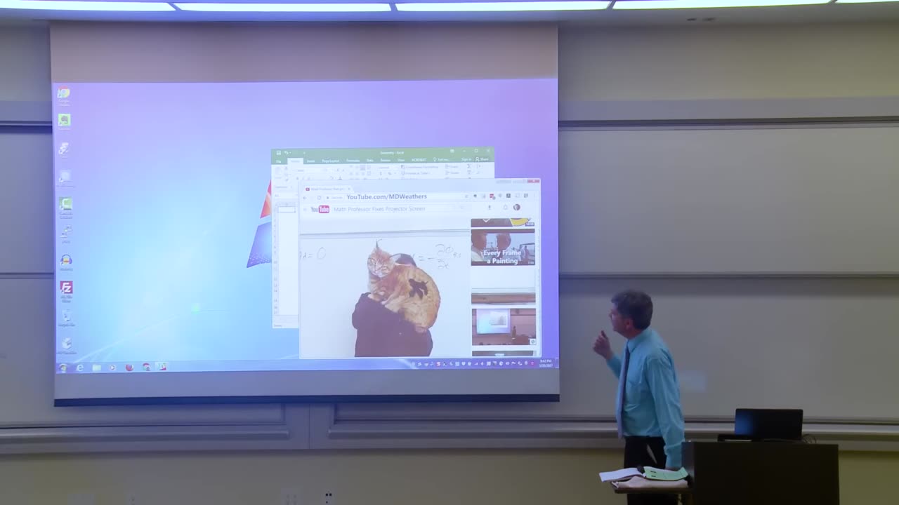 Math Professor Fixes Projector Screen (April Fools Prank)