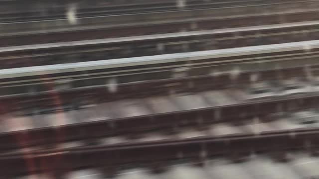 D train running on the F line in Brooklyn