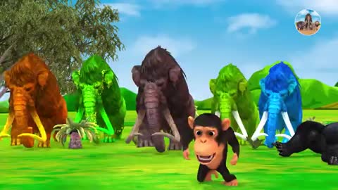 5 Giant Zombie Mammoths Chasing Funny Monkey Esacape Maz D