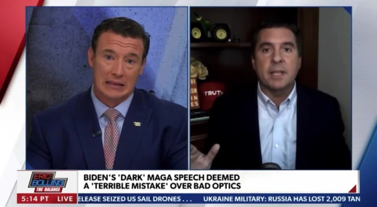 Devin Nunes talks about “PedoHitler” to Newsmax on TV last night