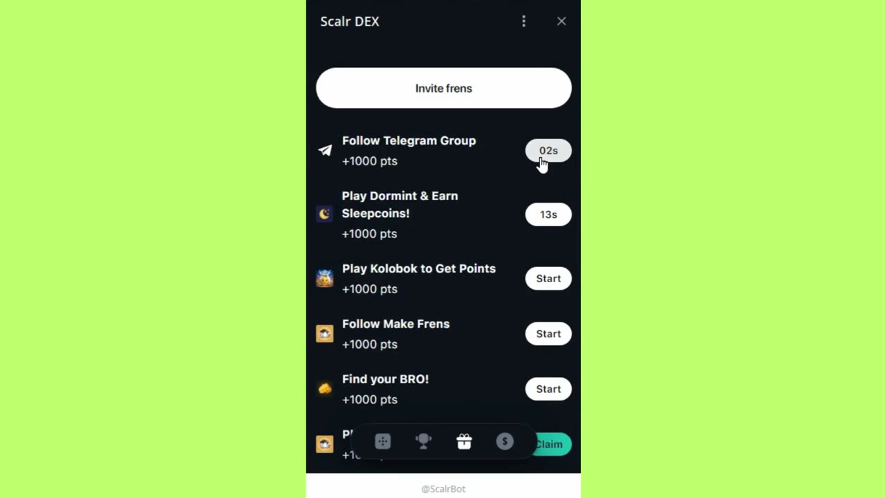 big mining mini app bot telegram scarl dex