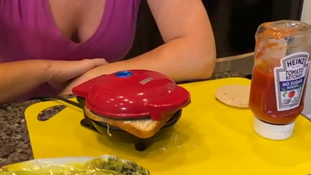 WHEN SHE OPENS THE WAFFLE MAKER !