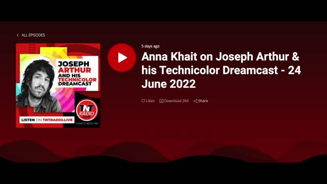 Anna Khait on Joseph Arthur & his Technicolor Dreamcast - 24 June 2022