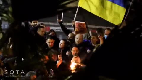 Russian Citizens Burn Their Passports In Support of Ukraine Near The Russian Consulate In Tel Aviv