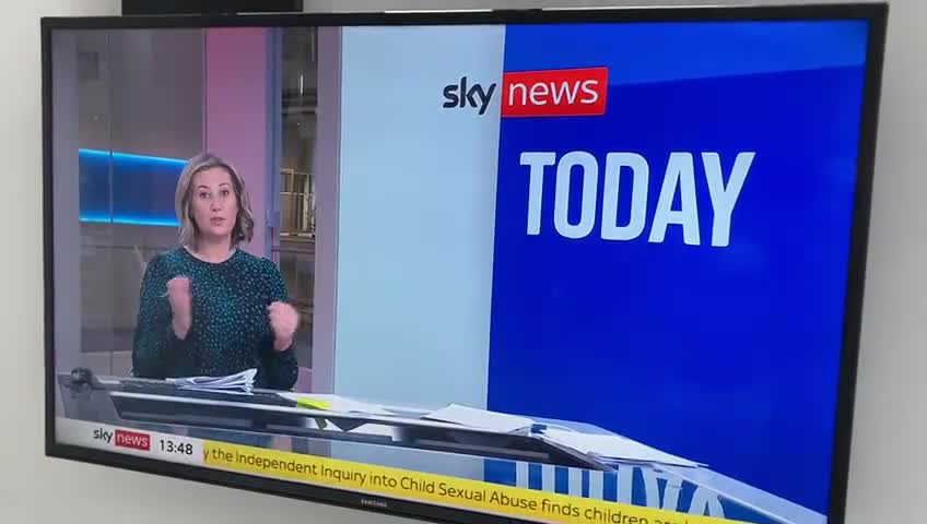 Sky reporter struggles with the lie! *See description*