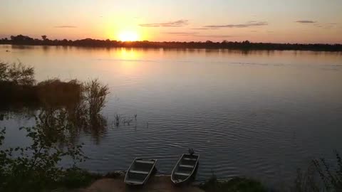 Sunset on the São francisco River, in the city of São Francisco, State of Minas Gerais- Brazil