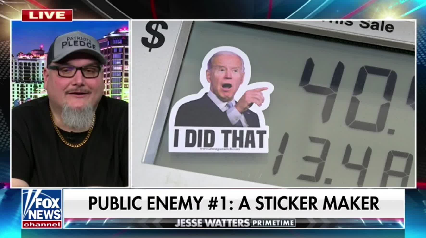 The creator of the Biden “I did that” stickers which have been appearing on gas pumps throughout America says they stickers are “a peaceful form of protest.”