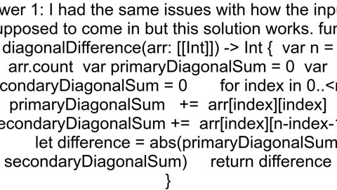 Diagonal Difference Problem Solving HackerRank in Swift Why is it not working