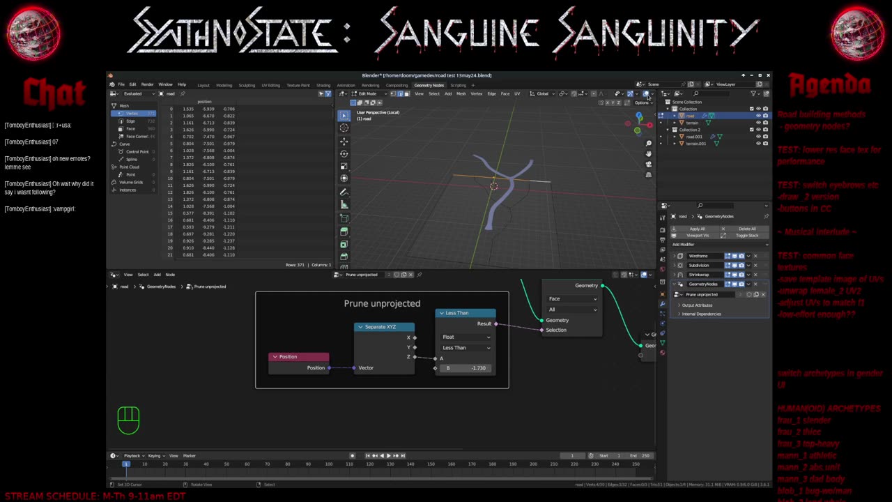 [condensed] Blender road building tests - Devstream #59 - 5-13-24